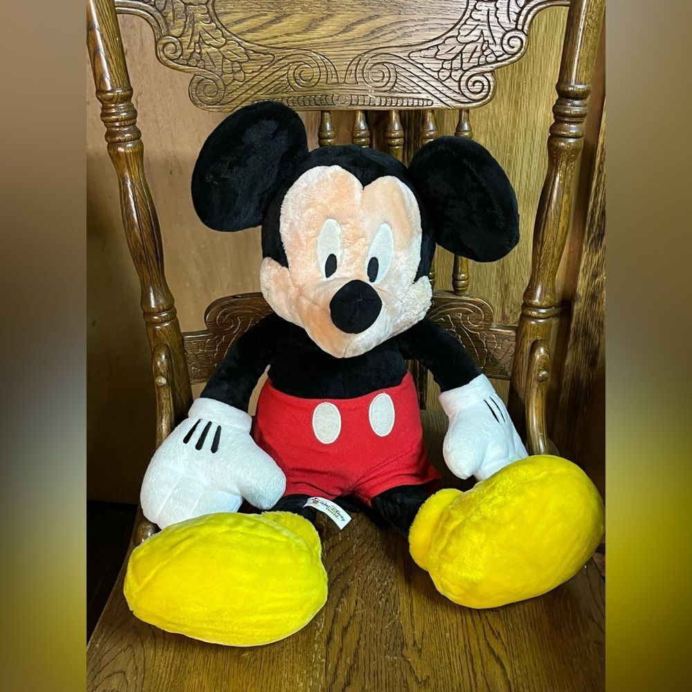 EUC Mickey Mouse Plush 21” Blk Red